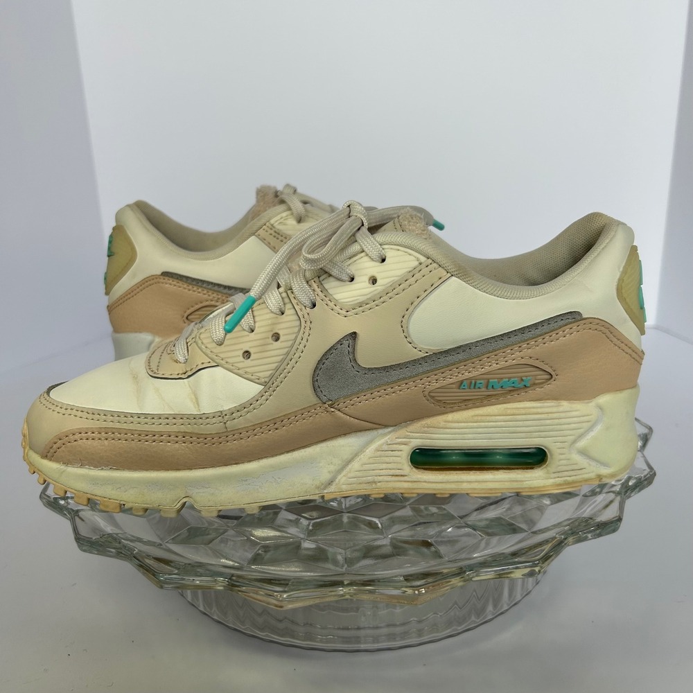 Nike Air Max 90‎ SE Women's Sneakers Tan Cream Gray Teal Size 9.5 US